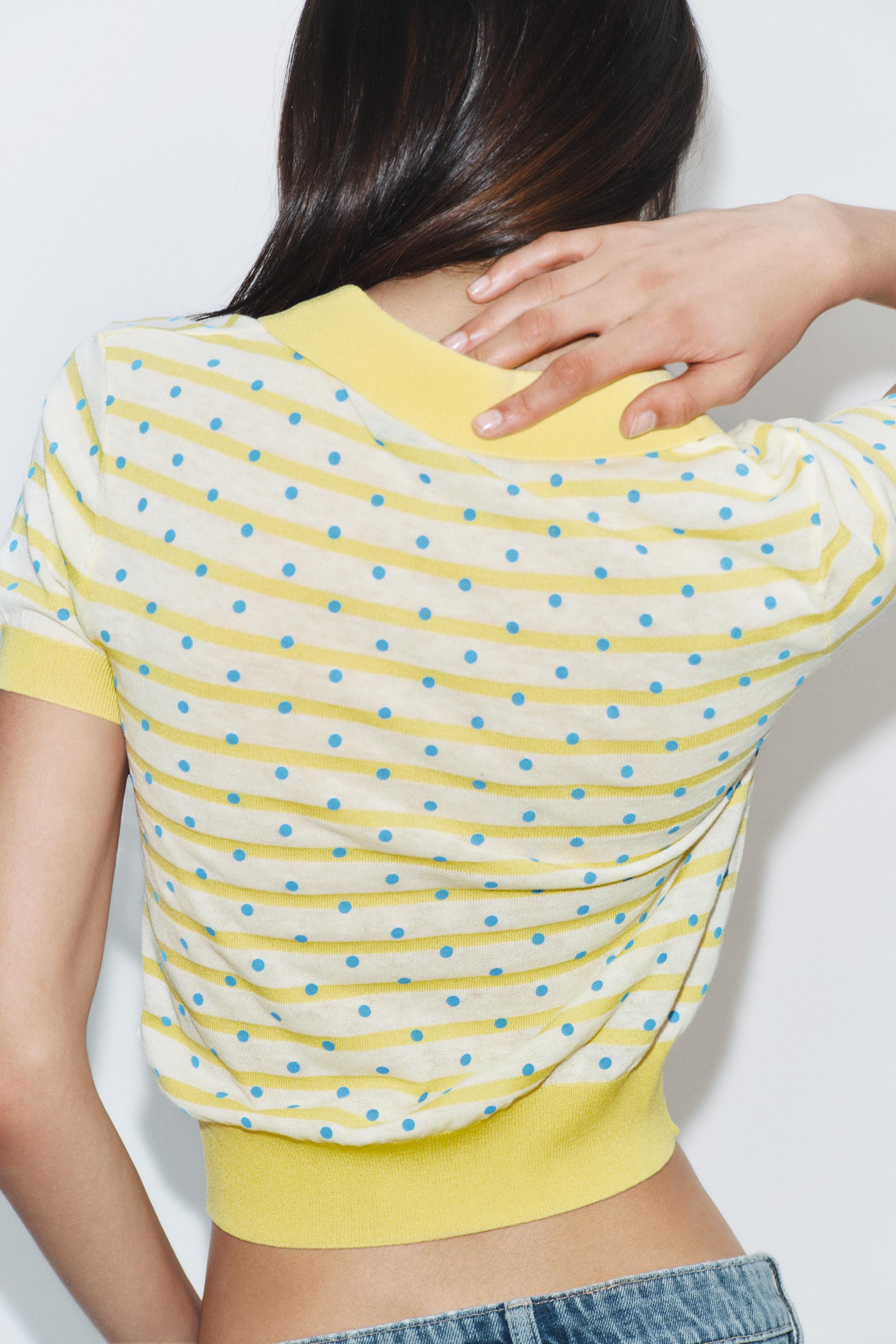 STRIPED KNIT POLO WITH POLKA DOTS